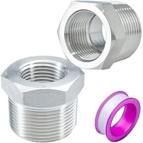 Faucet Supply Water Hose Adapter, 1/2" Male to 3/8" Female NPT Reducer Adapter, Reducing Cast Pipe Adapter Fitting, 1/2 to 3/8 NPT (O.D x I.D: 3/4" x 5/8") - 2 Pack