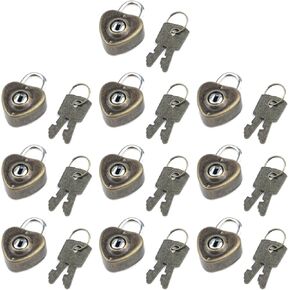 10 Pcs Mini Diary Metal Lock,Mini Padlock with Key for Suitcase Lock Schoolbag Backpack Padlock Luggage Lock Padlock,Heart-Shaped