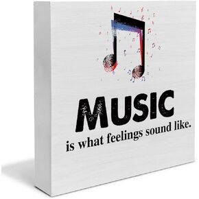 Country Music is What Feelings Sound Like Wood Box Sign Decor Desk Sign Musical Wooden Box Block Sign Rustic Music Room Studio Shelf Wall Decoration