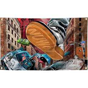 Generic Rapper Brent Sneakers Car Explosion Avant Garde HipHop Music Tapestries 3×5FT Practice Room Youth Club Bar Bedroom Decorative Style, colourful in Saudi Arabia