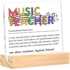 Music Teacher Appreciation Gifts Thank You Gifts for Music Teacher End of the Year Gifts for Music Teacher Definition Decorative Acrylic Desk Sign Plaque 4 x 4 Inches