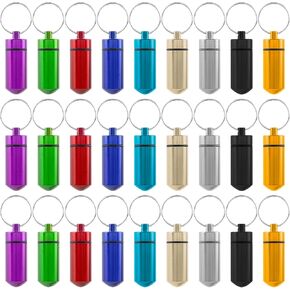 AUEAR, 15 Pack Mini Pill Box Keychain Waterproof Aluminum Geocaching Container Tube for Outdoor Camping Travel