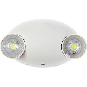 Round Head Emergency Wall Light with Battery Back-up, 120-277V, Two Head Adjustable Emergency Lighting Commercial, for Home in White Finish