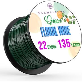GLAMFIELDS Floral Arrangement Kit with Cutter, 5 Rolls 1/2" Wide Floral Tapes, 100 pcs 26 Gauge Floral Stem Wire, 1 Roll 22 Gauge Floral Wire for Bouquet Stem Wrapping and Floral Crafts
