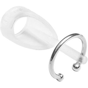 Deafmetal USA Retention Hearing Aid Cuff and Silicone Holster Attachment - Fits BTE and RIC Hearing Aids and BTE Cochlear Implant Processors - Keep Hearing Devices Secured - Silver - 1 Ear