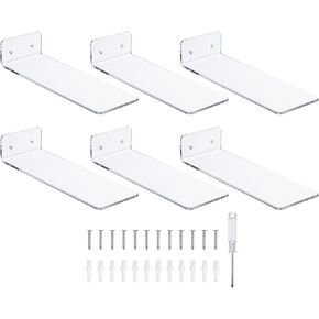 MECCANIXITY Floating Shoe Display Shelves 20.3x7.6x4cm Wall Mount Acrylic Shoe Shelves for Showcase Shoe Collection Pack of 6