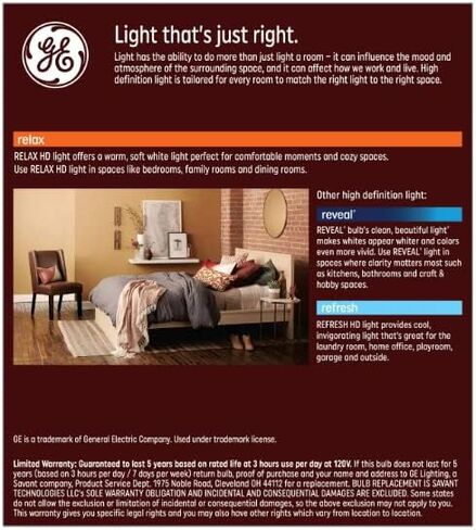 (عبوة من قطعتين) لمبة إضاءة GE Relax LED Vintage بقدرة 60 وات مكافئة ST19 بيضاء ناعمة وقابلة للتعتيم in Saudi Arabia