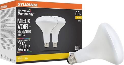 لمبة الإضاءة سيلفانيا LED TruWave Natural Series BR40، كفاءة مكافئة 85 وات 12 وات، 1100 لومن، قاعدة متوسطة، قابلة للتعتيم، متجمد، 3000 ك، أبيض - عبوتان (40786) in Saudi Arabia