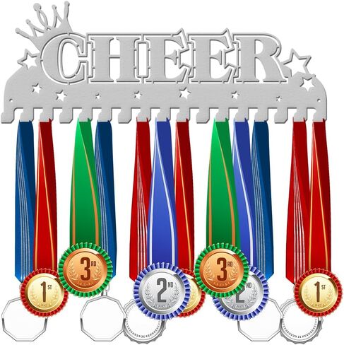 SUPERDANT Cheerleader Medal Holder Display Cheer Crown Hanger Rack Sports Wall Storage Award Holder Metal Wall Mount Medal Hook Medals Platinum in Saudi Arabia