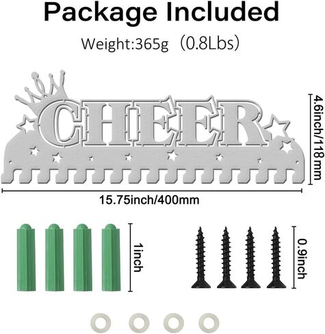 SUPERDANT Cheerleader Medal Holder Display Cheer Crown Hanger Rack Sports Wall Storage Award Holder Metal Wall Mount Medal Hook Medals Platinum in Saudi Arabia