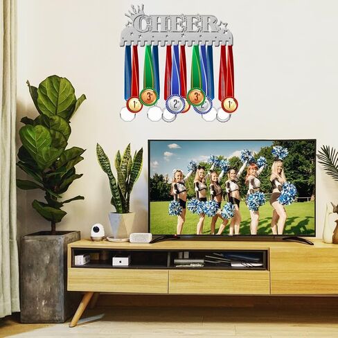 SUPERDANT Cheerleader Medal Holder Display Cheer Crown Hanger Rack Sports Wall Storage Award Holder Metal Wall Mount Medal Hook Medals Platinum in Saudi Arabia