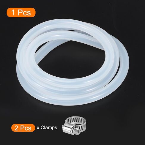 MECCANIXITY 6.6ft Silicone Rubber Tubing 3/8" ID Plastic Tube Flexible Air Hose for Brewing, Wine Making, Pump Siphon, 9.5mm x 14.3mm, with 2pcs Clamps, Black in Saudi Arabia