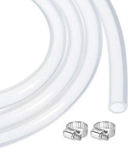 MECCANIXITY 6.6ft Silicone Rubber Tubing 3/8" ID Plastic Tube Flexible Air Hose for Brewing, Wine Making, Pump Siphon, 9.5mm x 14.3mm, with 2pcs Clamps, Black in Saudi Arabia
