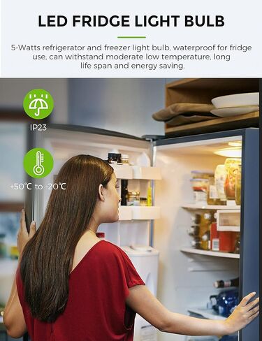 lohas a15 لمبة LED لمبة ضوء الثلاجة، 40 واط لمبة الأجهزة المكافئة، 5 واط أدى 120 فولت أضواء الثلاجة، e26 ضوء مروحة السقف قاعدة متوسطة، مقاوم للماء للمطبخ الحمام المنزل الفريزر، غير خافت، 4 حزمة in Kuwait