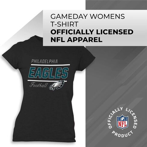 Team Fan Apparel NFL Gameday Women's Relaxed Fit T-Shirt - Rib Neck Contour - Tagless Short Sleeve Tee - Stay Cool & Stylish (Philadelphia Eagles - Black, Womens Large) in Saudi Arabia