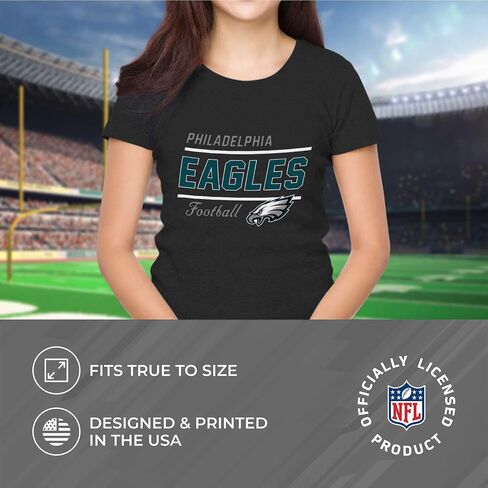 Team Fan Apparel NFL Gameday Women's Relaxed Fit T-Shirt - Rib Neck Contour - Tagless Short Sleeve Tee - Stay Cool & Stylish (Philadelphia Eagles - Black, Womens Large) in Saudi Arabia