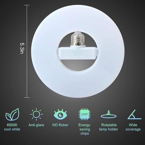 UFO LED Light Bulb, 28W, 40W, 60W LED Ceiling Light Bulb, Flat LED Light Bulb, Base for Home Lighting, Garage, Workshop, Basement Easy-Installation Energy Saving LED Lamp with Folded E27 (60) in Saudi Arabia