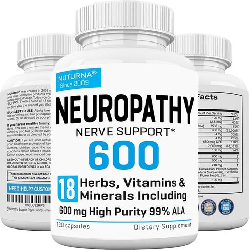 Neuropathy Support Supplement with 600 mg HP-99 Alpha Lipoic Acid - Max Strength ALA Nerve Formula for Feet Hands Fingers Legs - Ultra Potent 18 in 1 Natural Peripheral Nerve Vitamins - 120 Capsules in Kuwait