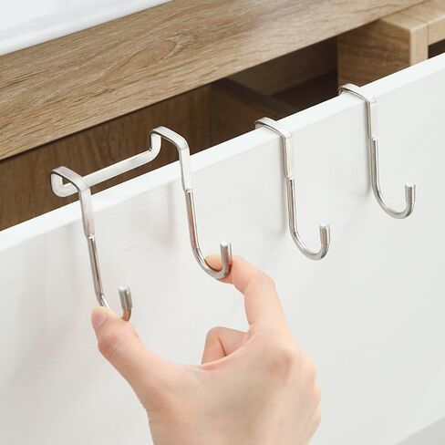 2pcs Hook up Over Cabinet Door Hooks Cabinet Hangers Hooks S Shape Hooks Coat Hook Door Back Holder Over Door Towel Rack Bathroom Narrow Hook Shower Door Bath Towel Stainless Steel, Metallic in Saudi Arabia