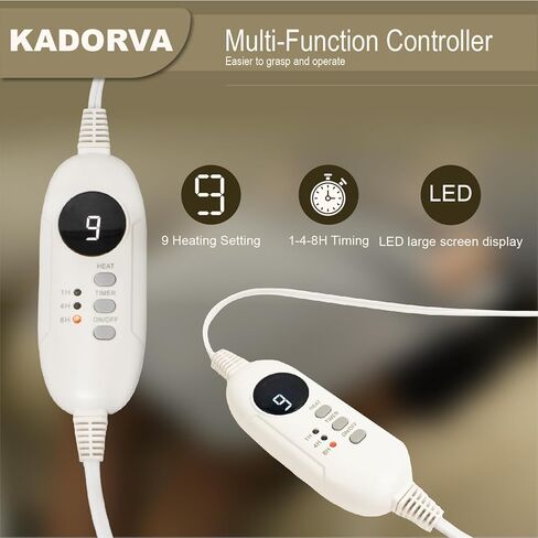 جهاز تدفئة القدم الكهربائي من KADORVA، تسخين سريع، وسادة كبيرة جدًا مع 9 إعدادات للرجال والنساء ذوي الأقدام الباردة، جهاز تحكم عن بعد لتدفئة القدمين على الجانبين، هدية استرخاء مثالية للنساء in Kuwait