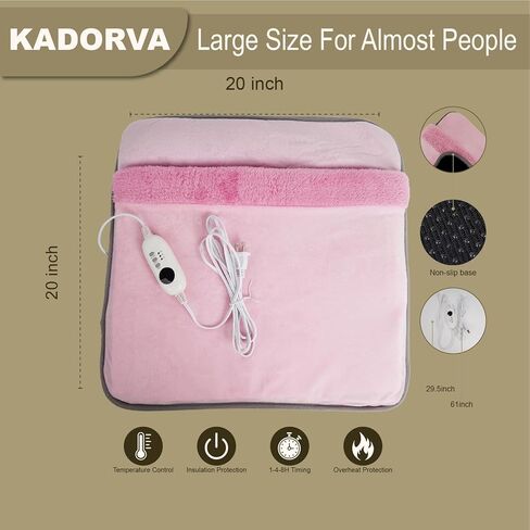 جهاز تدفئة القدم الكهربائي من KADORVA، تسخين سريع، وسادة كبيرة جدًا مع 9 إعدادات للرجال والنساء ذوي الأقدام الباردة، جهاز تحكم عن بعد لتدفئة القدمين على الجانبين، هدية استرخاء مثالية للنساء in Kuwait