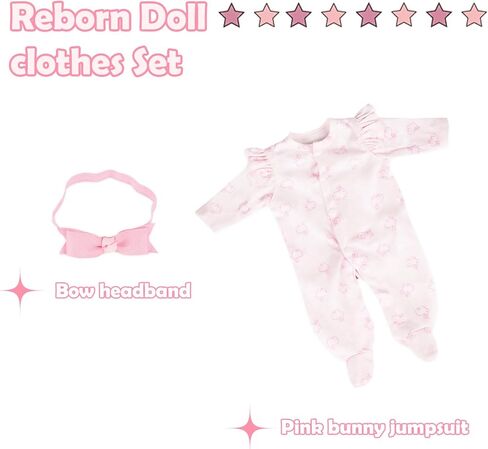 CARANOVO Reborn Baby Doll Clothes 22 inch Pink Elephant 6pcs Outfit Accessories Set for 18-22 Inch Reborn Doll in Kuwait
