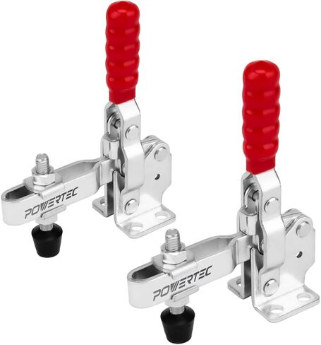 POWERTEC 2PK Toggle Clamp, 500 lbs Holding Capacity, 12130 Quick Release Vertical Clamps w/Antislip Rubber Pressure Tip for Woodworking Jigs and Fixtures, Welding, Drill Press, Crosscut Sled (20335) in Saudi Arabia