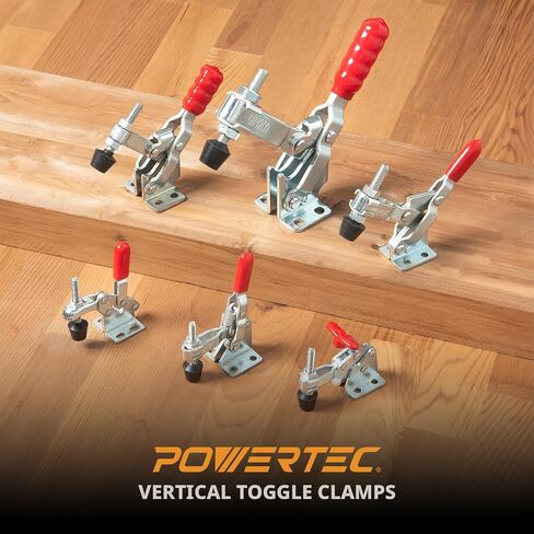 POWERTEC 2PK Toggle Clamp, 500 lbs Holding Capacity, 12130 Quick Release Vertical Clamps w/Antislip Rubber Pressure Tip for Woodworking Jigs and Fixtures, Welding, Drill Press, Crosscut Sled (20335) in Saudi Arabia