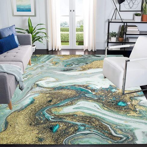 Modern Aesthetic Grey Black Gold Marble Abstract Area Rug 5x7 Non-Shedding Soft Rug for Livingroom Bedroom Diningroom Indoor Office Kitchen Floor Carpet in Saudi Arabia