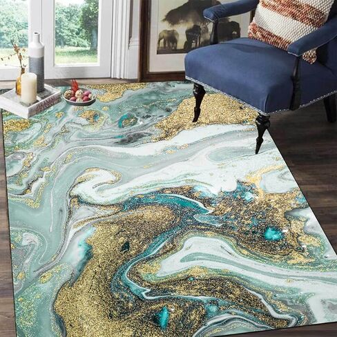 Modern Aesthetic Grey Black Gold Marble Abstract Area Rug 5x7 Non-Shedding Soft Rug for Livingroom Bedroom Diningroom Indoor Office Kitchen Floor Carpet in Saudi Arabia