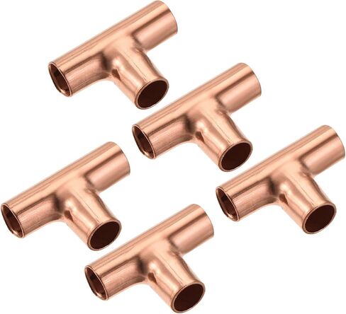MECCANIXITY تي شيرت نحاسي مناسب 3 طرق لحام مشترك 1/4 بوصة معرف لمكيف الهواء HVAC، حزمة من 5 in Saudi Arabia