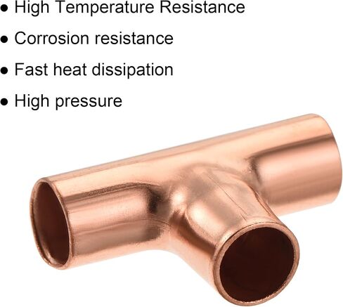 MECCANIXITY تي شيرت نحاسي مناسب 3 طرق لحام مشترك 1/4 بوصة معرف لمكيف الهواء HVAC، حزمة من 5 in Saudi Arabia