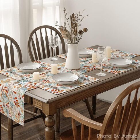 Artoid Mode Eucalyptus Leaves Fall Placemats Set of 4, 12x18 Inch Seasonal Autumn Harvest Table Mats for Outdoor Home Party Dining Decoration in Saudi Arabia