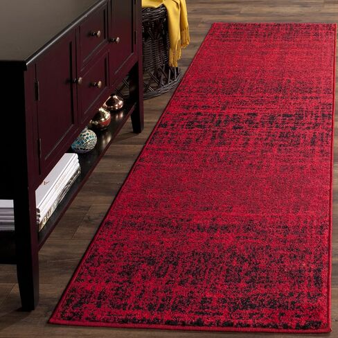 SAFAVIEH Adirondack Collection Runner Rug - 2'6" x 6', Red & Black, Modern Abstract Design, Non-Shedding & Easy Care, Ideal for High Traffic Areas in Living Room, Bedroom (ADR116F) in Saudi Arabia