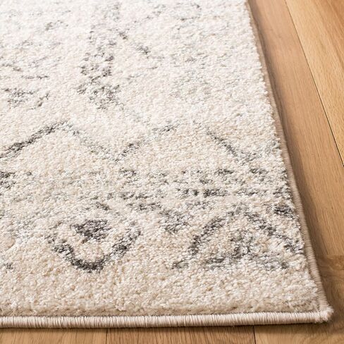 SAFAVIEH Tulum Collection Runner Rug - 2' x 7', Ivory & Grey, Moroccan Boho Distressed Design, Non-Shedding & Easy Care, Ideal for High Traffic Areas in Living Room, Bedroom (TUL268A) in Saudi Arabia