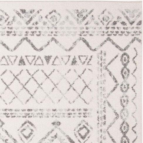 SAFAVIEH Tulum Collection Runner Rug - 2' x 7', Ivory & Grey, Moroccan Boho Distressed Design, Non-Shedding & Easy Care, Ideal for High Traffic Areas in Living Room, Bedroom (TUL268A) in Saudi Arabia