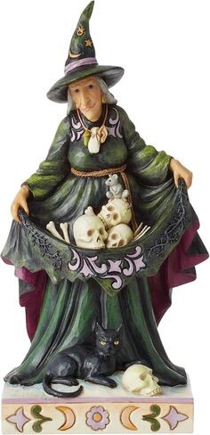 Enesco Jim Shore Heartwood Creek Halloween Scary Witch with Skulls in Skirt Figurine- Resin Hand Painted Crafted Collectible Decorative Witches Halloween Figurines Home Decor Statue, 9.7 Inch in Saudi Arabia