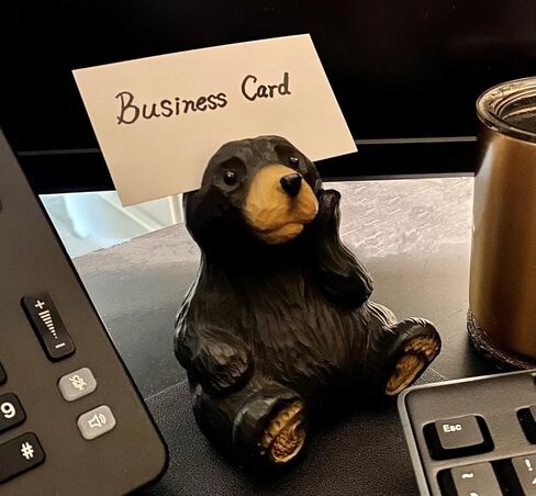 Whimsical Sitting Wood Cut Look Hand-Carved Resin Bear Figurine Sculpture Eye glasses Holder Stand Business Card Eyeglasses Keeper Cabin Lodge Rustic Style Decoration in Saudi Arabia