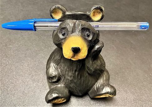 Whimsical Sitting Wood Cut Look Hand-Carved Resin Bear Figurine Sculpture Eye glasses Holder Stand Business Card Eyeglasses Keeper Cabin Lodge Rustic Style Decoration in Saudi Arabia