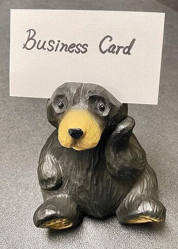 Whimsical Sitting Wood Cut Look Hand-Carved Resin Bear Figurine Sculpture Eye glasses Holder Stand Business Card Eyeglasses Keeper Cabin Lodge Rustic Style Decoration in Saudi Arabia