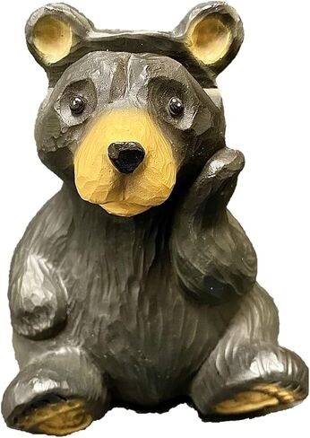 Whimsical Sitting Wood Cut Look Hand-Carved Resin Bear Figurine Sculpture Eye glasses Holder Stand Business Card Eyeglasses Keeper Cabin Lodge Rustic Style Decoration in Saudi Arabia