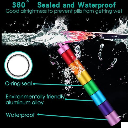 jinei 6 قطع 7 حجرة حبوب منع الحمل سلسلة المفاتيح الصغيرة المحمولة منظم حبوب منع الحمل المعدنية 7 أيام سبائك الألومنيوم المفاتيح حامل حبوب الدواء أسبوعي الطب مفتاح سلسلة حبوب منع الحمل حاوية لطيف حامل صندوق حبوب منع الحمل للسفر in Kuwait