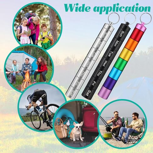 jinei 6 قطع 7 حجرة حبوب منع الحمل سلسلة المفاتيح الصغيرة المحمولة منظم حبوب منع الحمل المعدنية 7 أيام سبائك الألومنيوم المفاتيح حامل حبوب الدواء أسبوعي الطب مفتاح سلسلة حبوب منع الحمل حاوية لطيف حامل صندوق حبوب منع الحمل للسفر in Kuwait