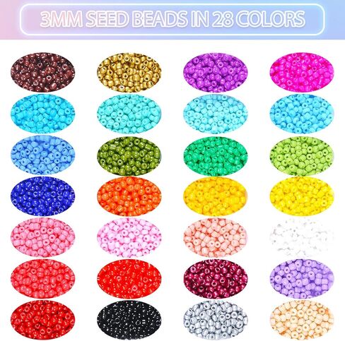 SJZWSD Friendship Bracelet Making Kit – 2 Box Seed Beads Set – DIY Jewelry Making Set– Includes 28 Colors of Glass Beads, Letter Beads, Gold Spacers, and String… in Kuwait