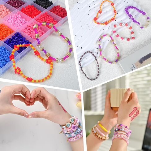 SJZWSD Friendship Bracelet Making Kit – 2 Box Seed Beads Set – DIY Jewelry Making Set– Includes 28 Colors of Glass Beads, Letter Beads, Gold Spacers, and String… in Kuwait
