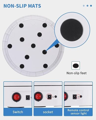 حامل عرض دوار بمحرك، حمولة 23.7 بوصة / 330 رطل، قرص دوار كهربائي 360 درجة لعرض منتجات التصوير الفوتوغرافي، عرض فيديو مباشر، زاوية التحكم عن بعد (أبيض) in Kuwait