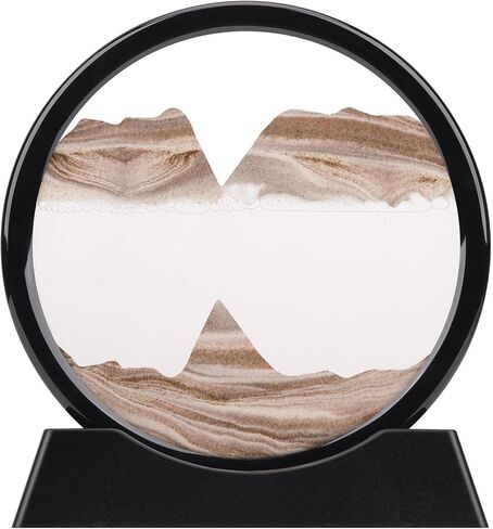 XINBAOHONG Moving Sand Art Picture,Liquid Motion 3D Deep Sea Sandscape in Motion Display Flowing Sand Frame Relaxing Desktop Home Office Work Decor（10 inch） (Black) in Kuwait