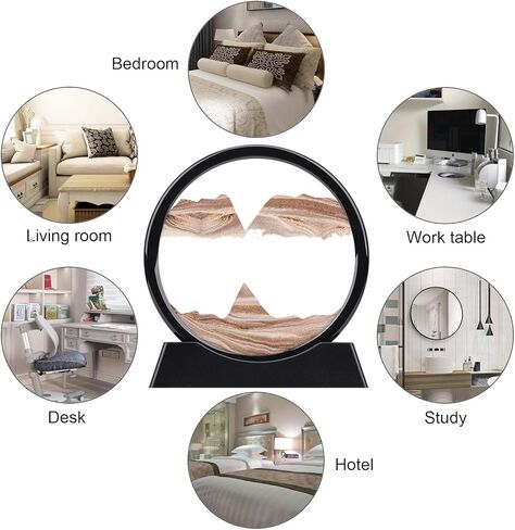 XINBAOHONG Moving Sand Art Picture,Liquid Motion 3D Deep Sea Sandscape in Motion Display Flowing Sand Frame Relaxing Desktop Home Office Work Decor（10 inch） (Black) in Kuwait