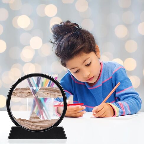 XINBAOHONG Moving Sand Art Picture,Liquid Motion 3D Deep Sea Sandscape in Motion Display Flowing Sand Frame Relaxing Desktop Home Office Work Decor（10 inch） (Black) in Kuwait