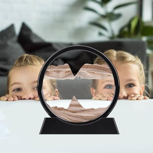 XINBAOHONG Moving Sand Art Picture,Liquid Motion 3D Deep Sea Sandscape in Motion Display Flowing Sand Frame Relaxing Desktop Home Office Work Decor（10 inch） (Black) in Kuwait